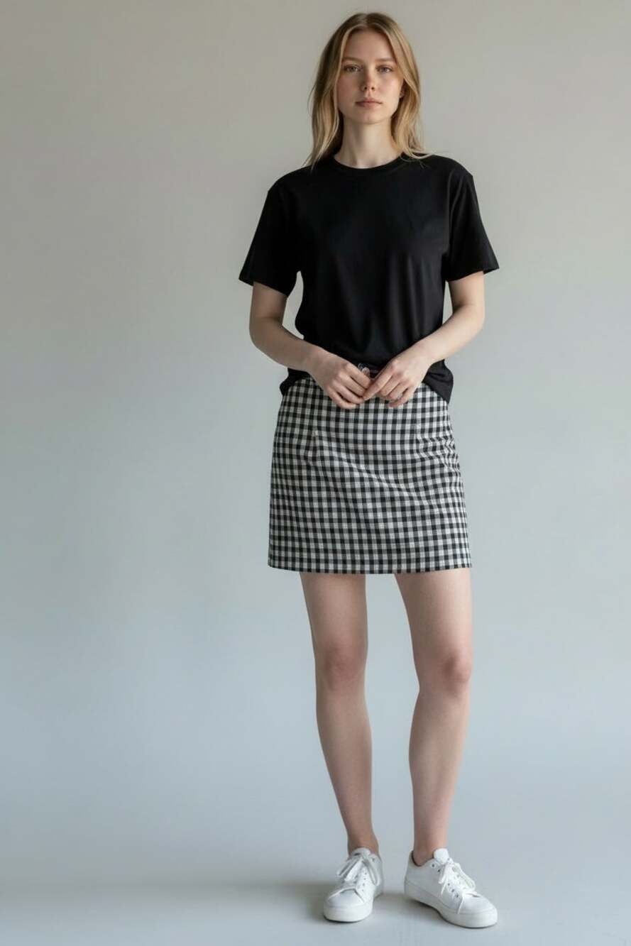 ABERCROMBIE & FITCH Skirt Size L Mini Plaid w/ Shorts Skort